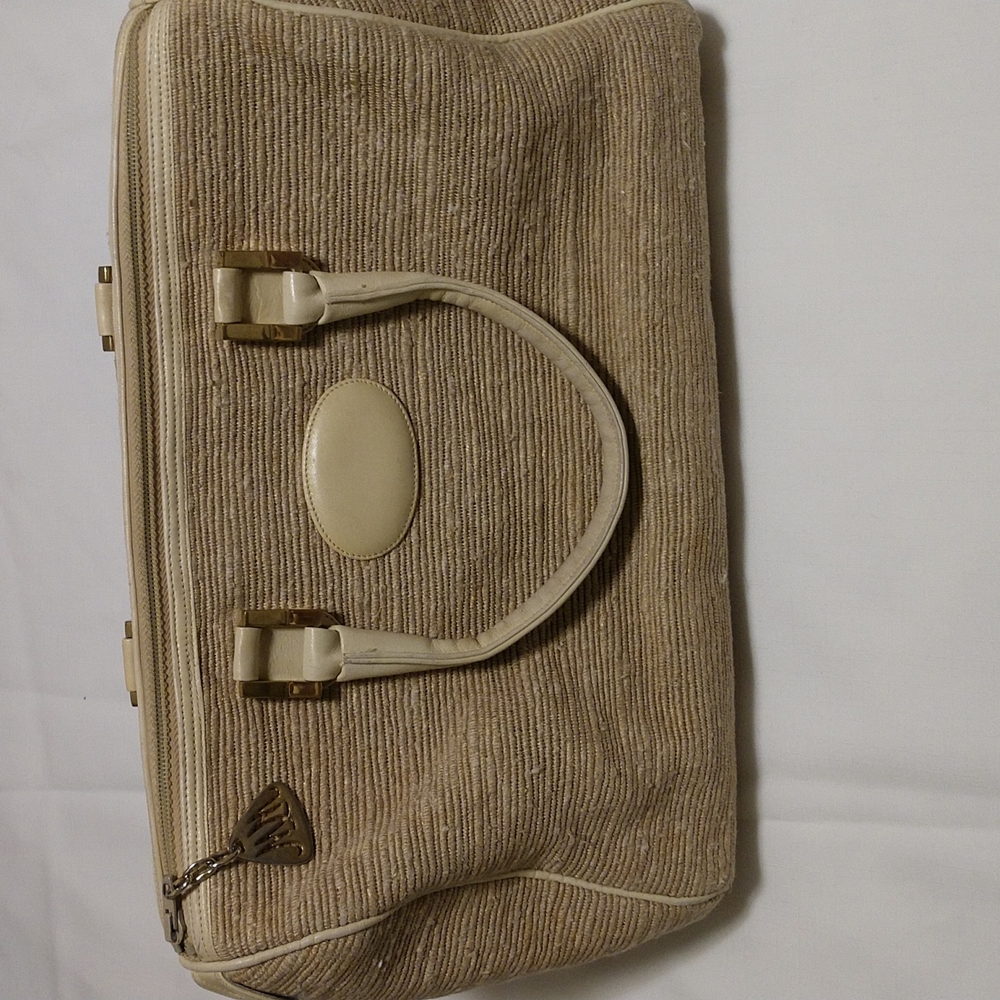 Vintage 60s Morris Moskowitz Tan Woven Handbag Purse